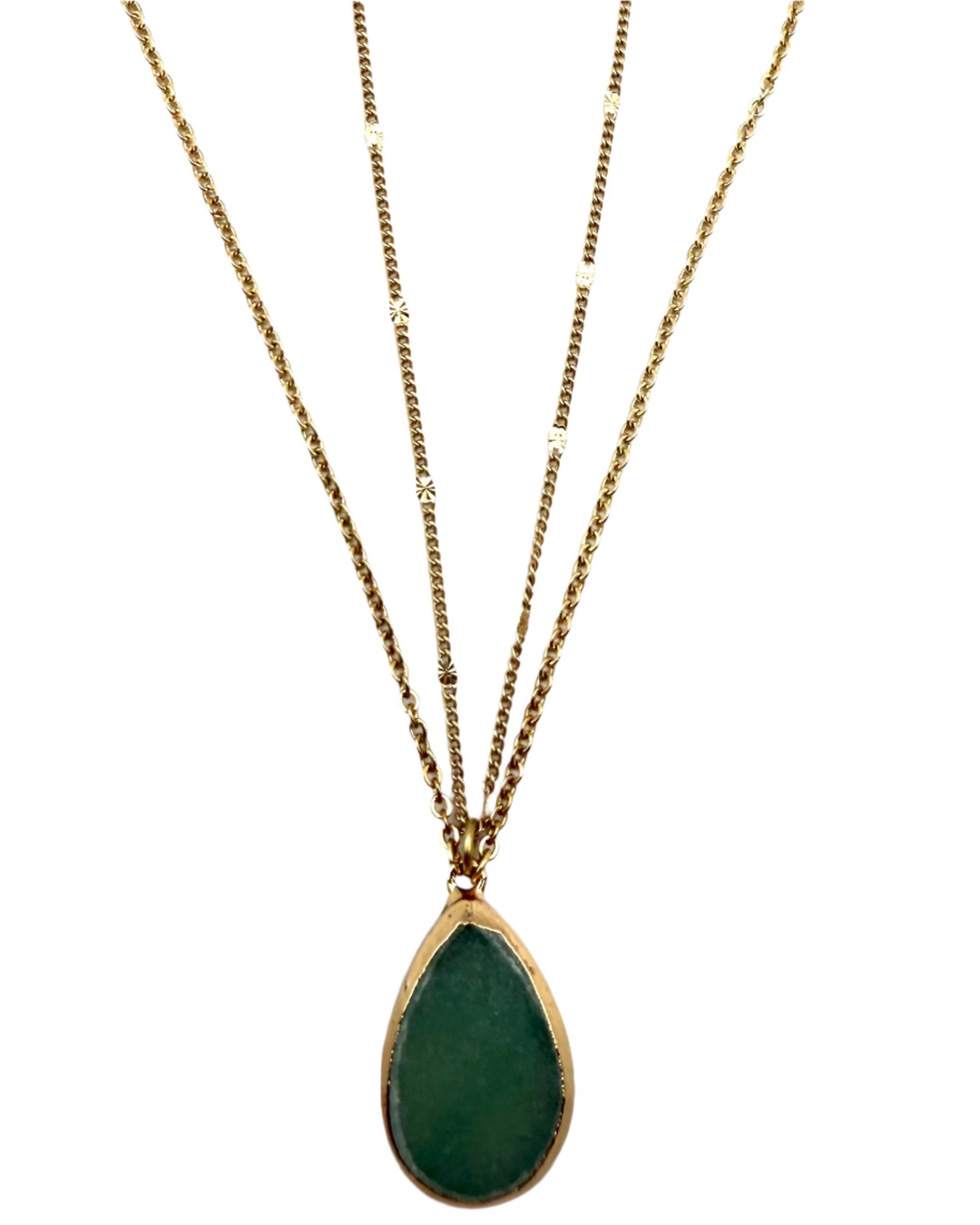 Gold Double Layer Pendant Necklace