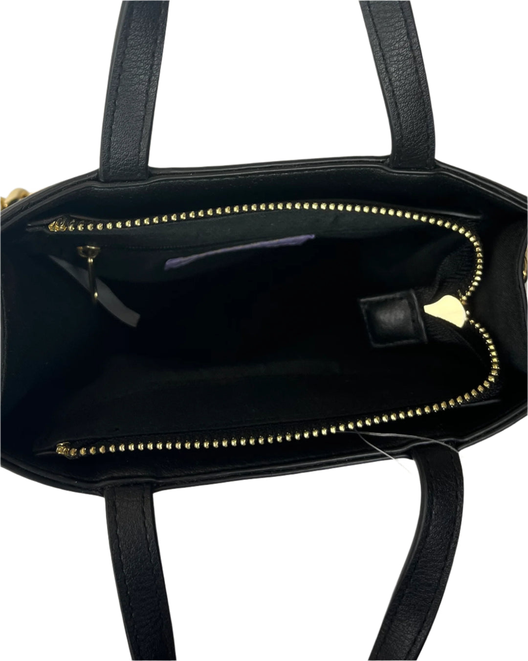Black Crossbody Bag With Decorative Gold Chain