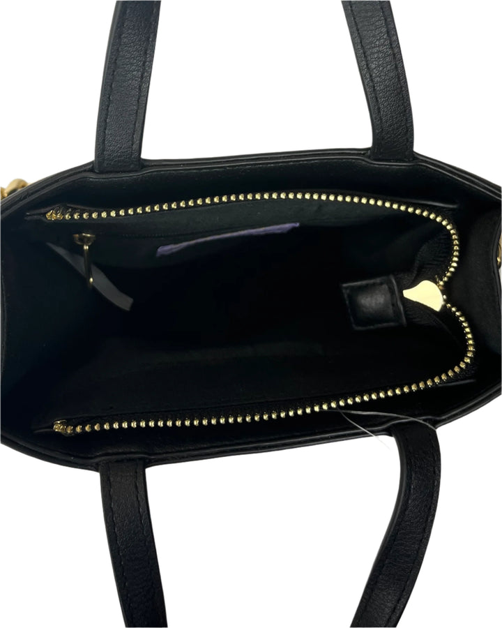 Black Crossbody Bag With Decorative Gold Chain