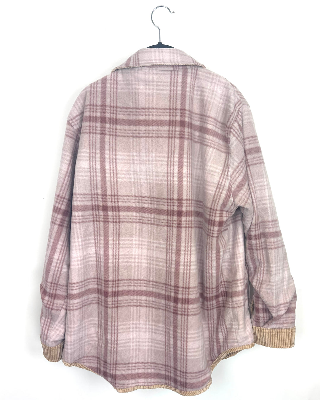 Reversible Tan Corduroy/ Pink Plaid Fleece Jacket - Size 8/10