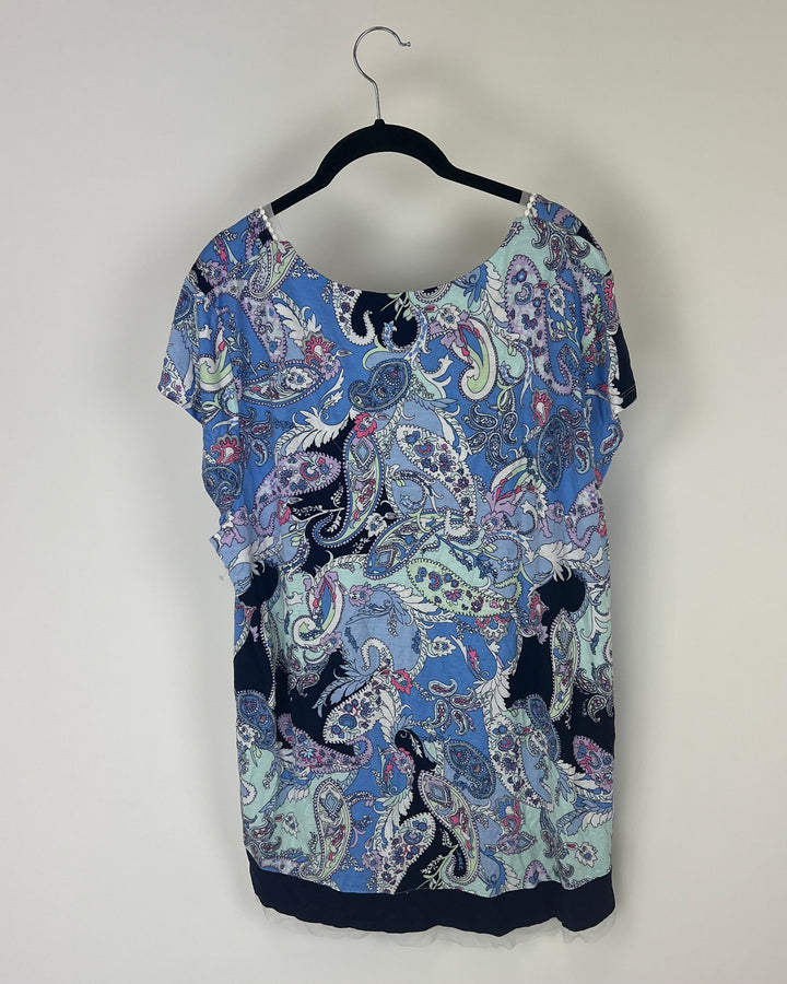 Blue Paisley Patterned Sleep Shirt - 1X