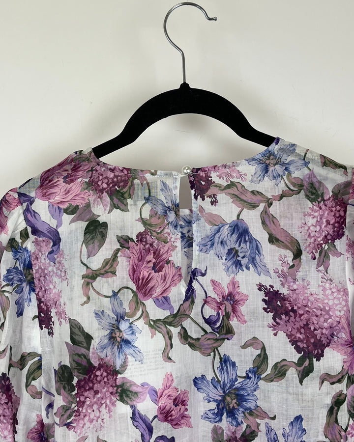 Long Sleeve Floral Blouse - Large