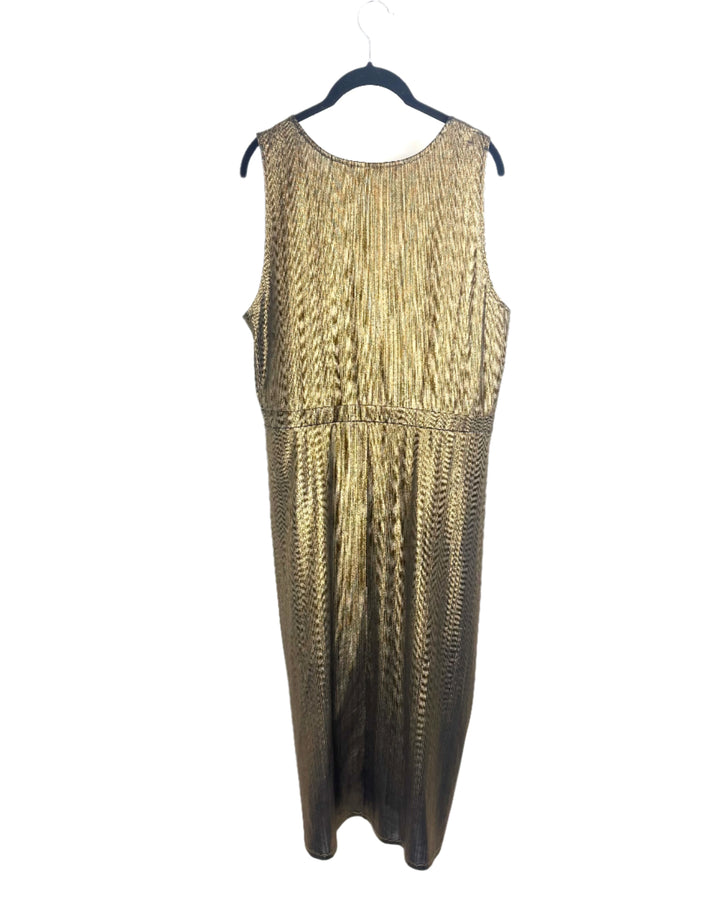 Metallic Faux Wrap Dress - Size 2X