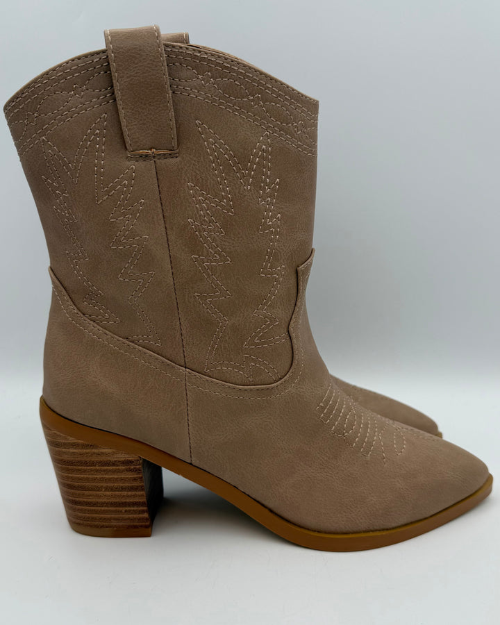 Taupe Cowboy Booties - Size 6