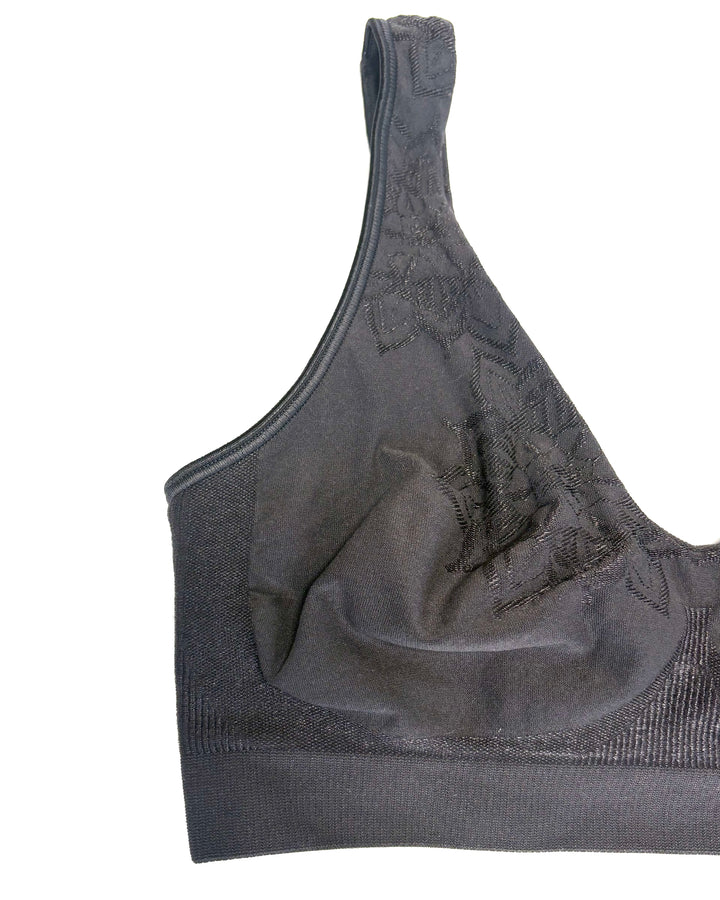 Black Deep V-neck Sports Bra - Small