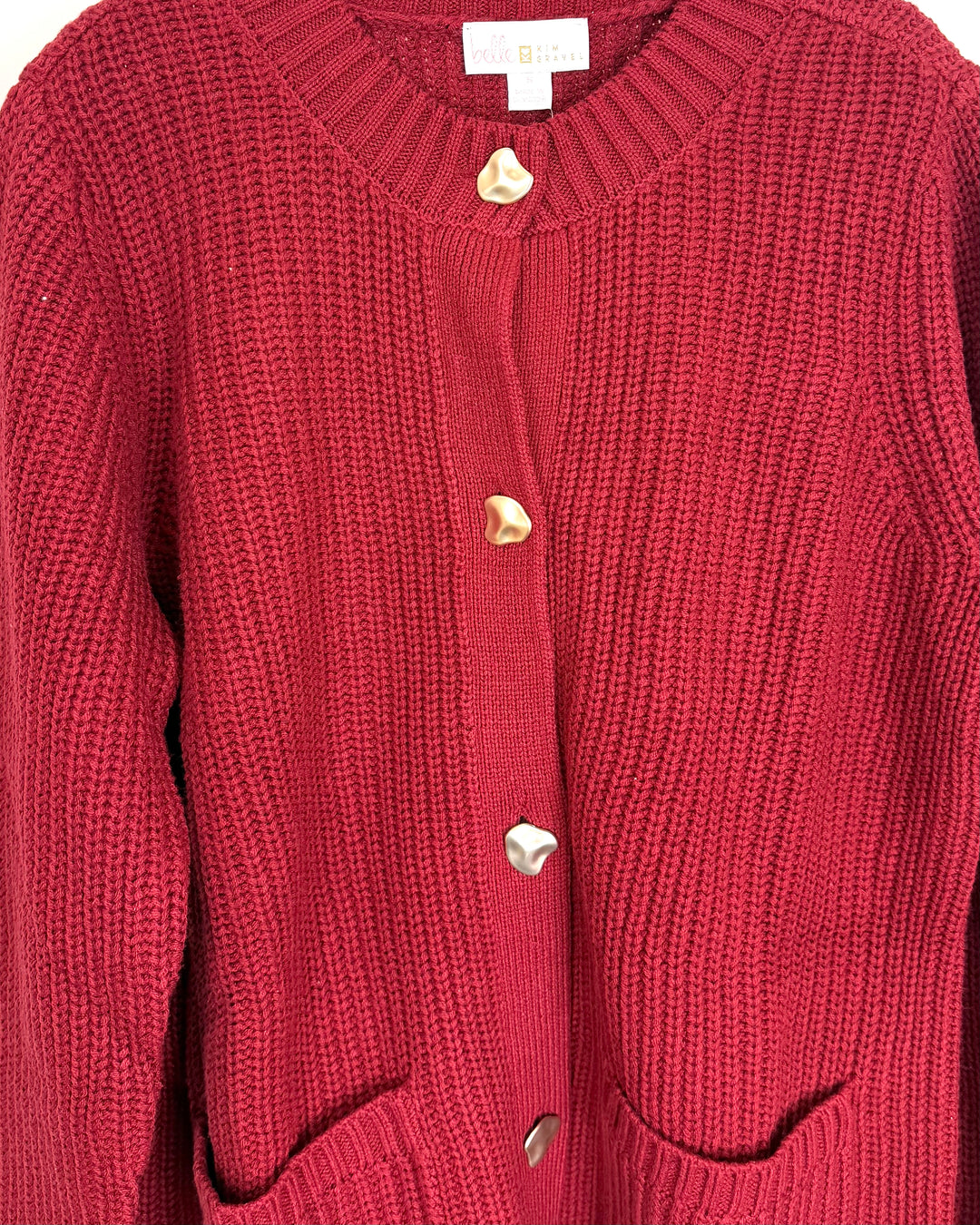 Red Cardigan with Gold Buttons - Small