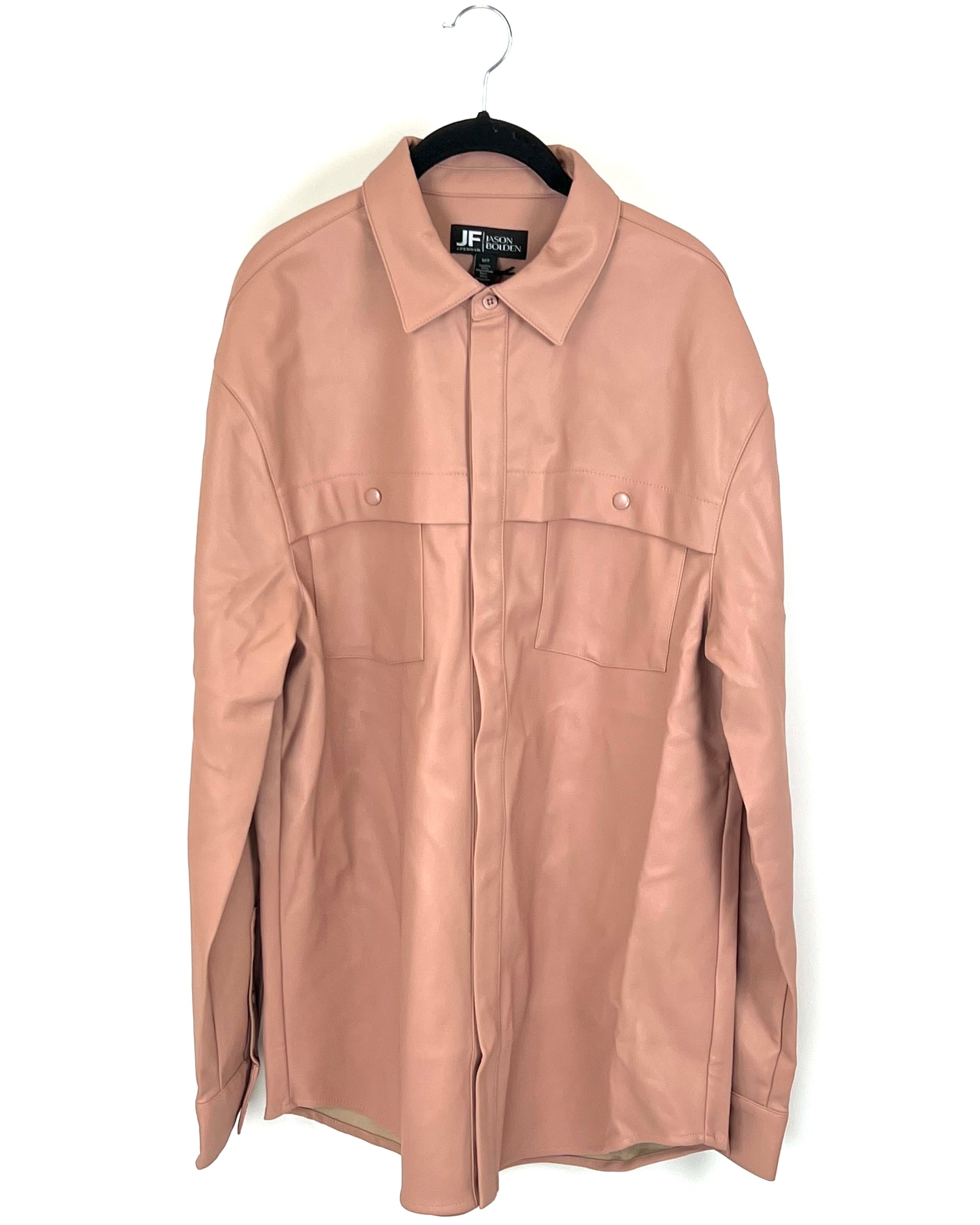 Salmon Faux Leather Jacket Medium 3XLT