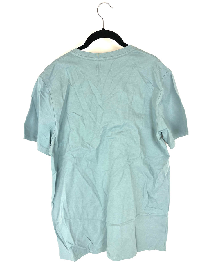 Mens Mist Blue Crewneck Tee- Size Medium