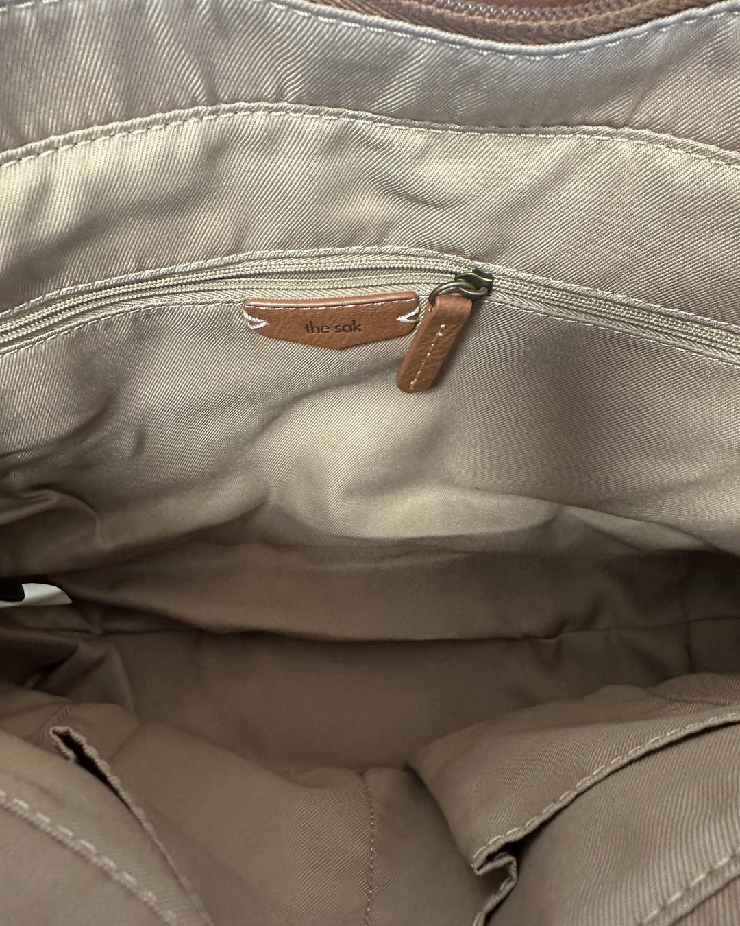 Tan Leather Embossed Shoulder Bag