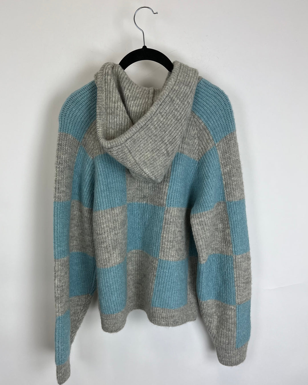 Blue and Grey Knit Hoodie - Size 6/8