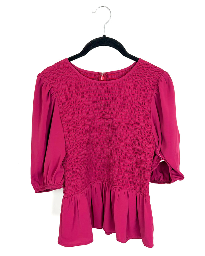 Wine Red Ruched Top - Size 8/10