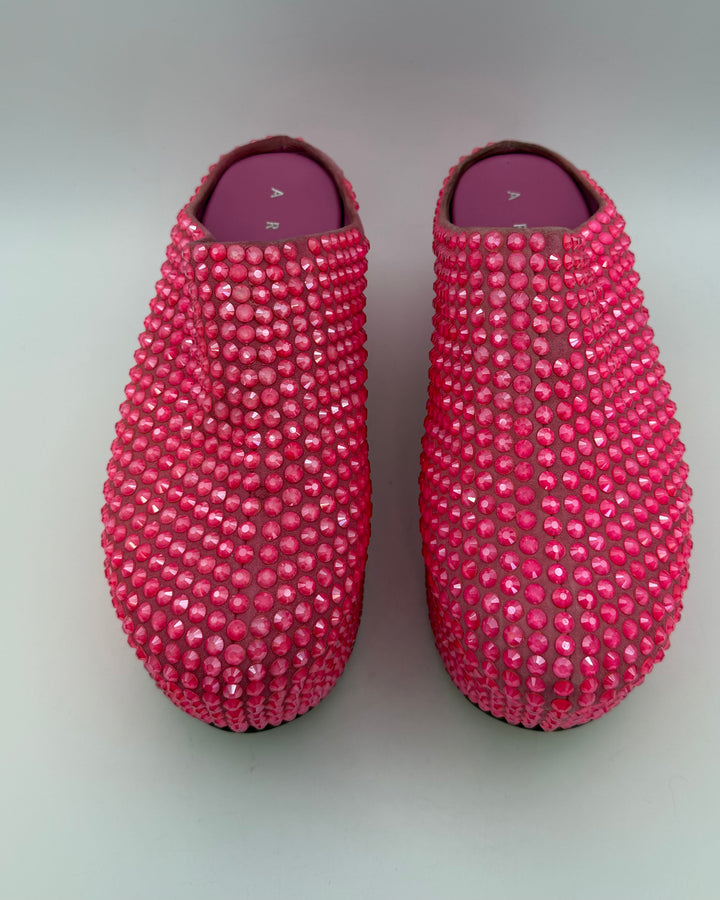 Pink Gem Embellished Platform Clogs - Size 38