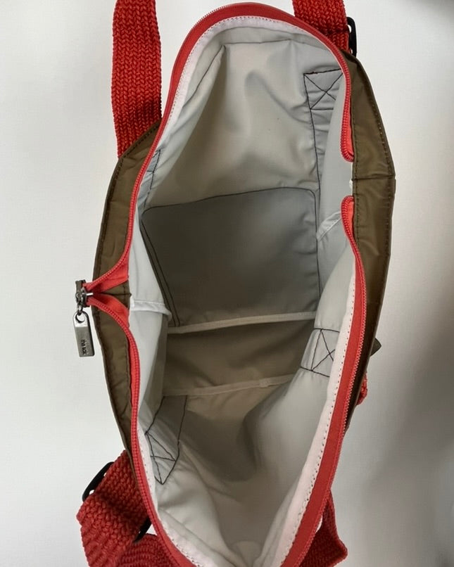 Khaki Nylon Tote Bag