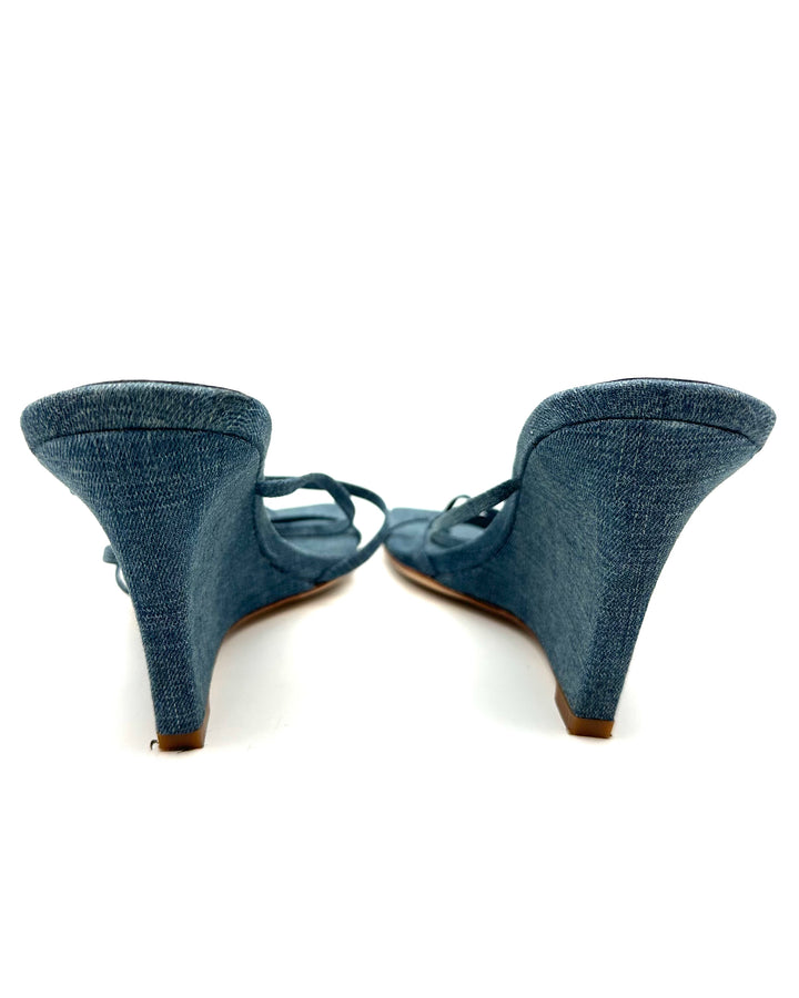 RAYE Denim Wedge Sandals - Size 7