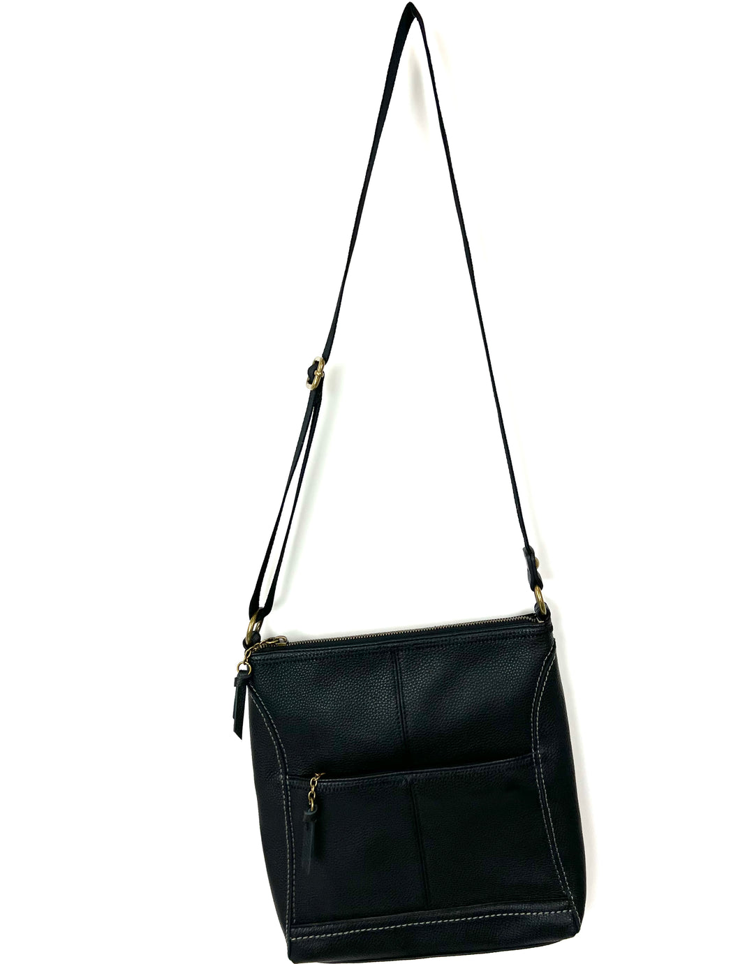 Black Leather Adjustable Crossbody Bag