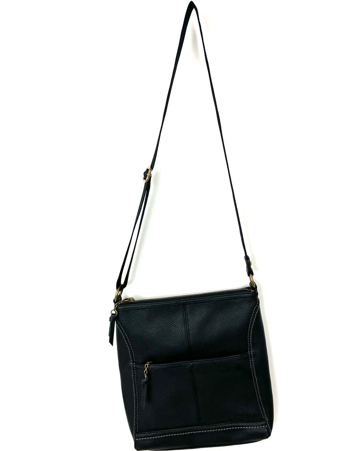 Black Leather Adjustable Crossbody Bag