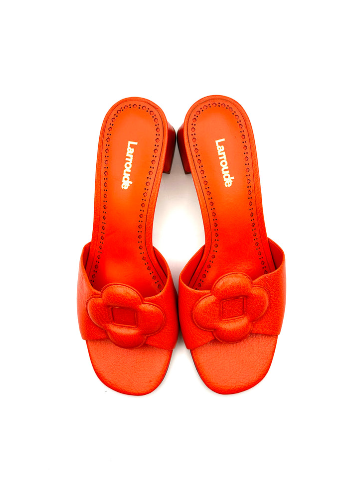 Orange Leather Mule - Size 6.5