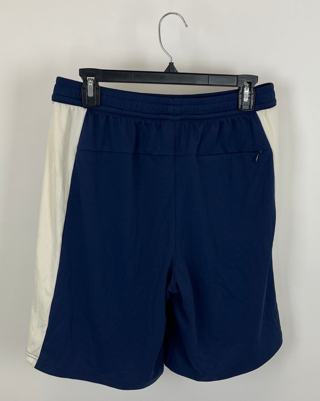 MENS Navy Athletic Shorts With White Side Stripe - Small