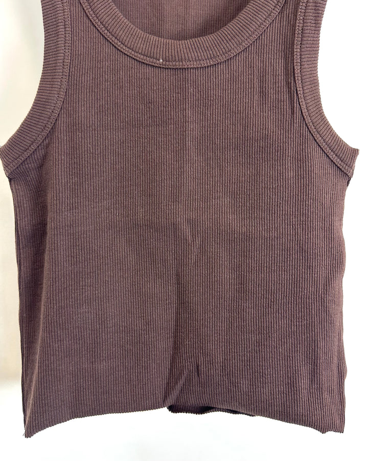 Brown Ribbed Tank Top - Size 00/0 and 2/4