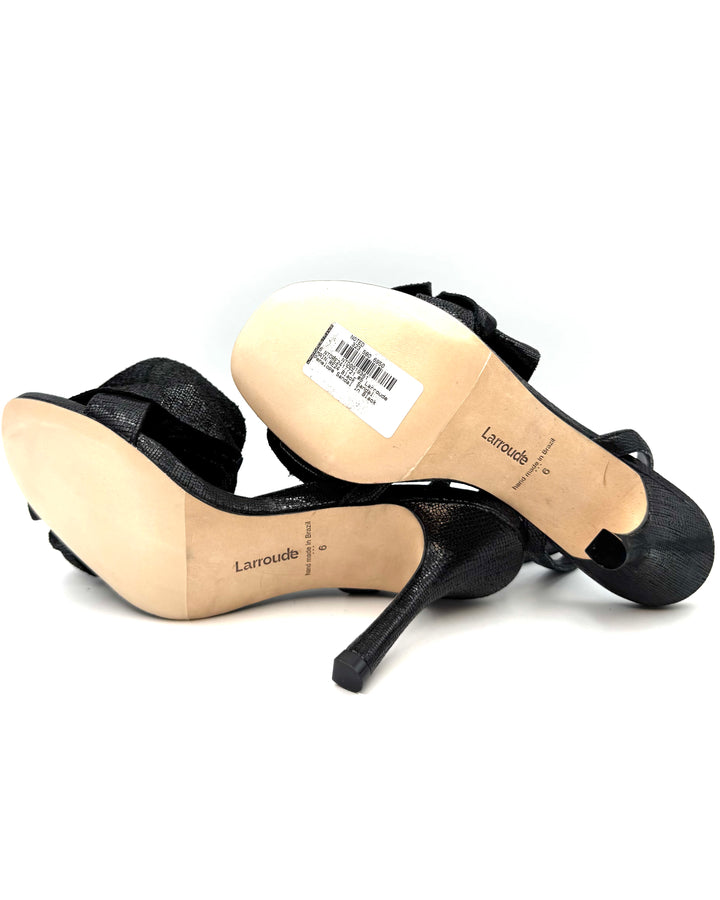Black Metallic Leather Heel - Size 6, 8 and 10