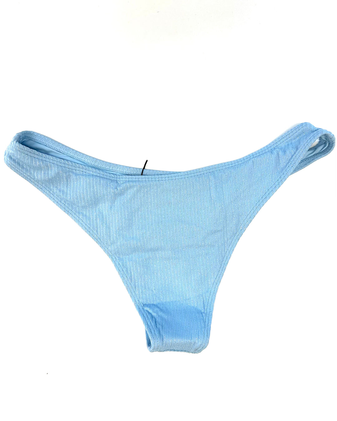 Light Blue Metallic Mid Rise Bikini Bottom - Extra Extra Large