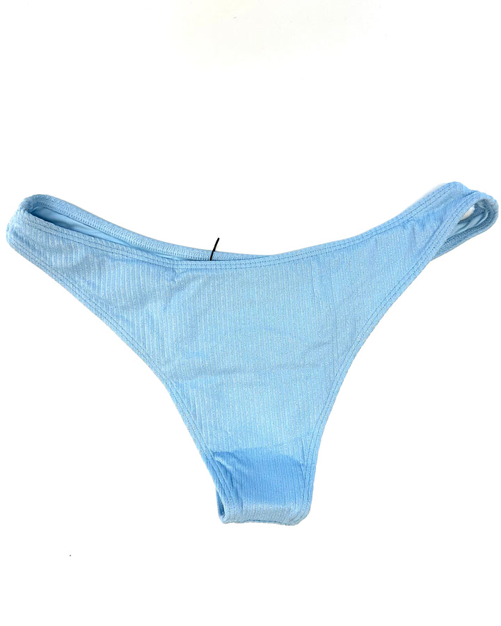 Light Blue Metallic Mid Rise Bikini Bottom - Extra Extra Large