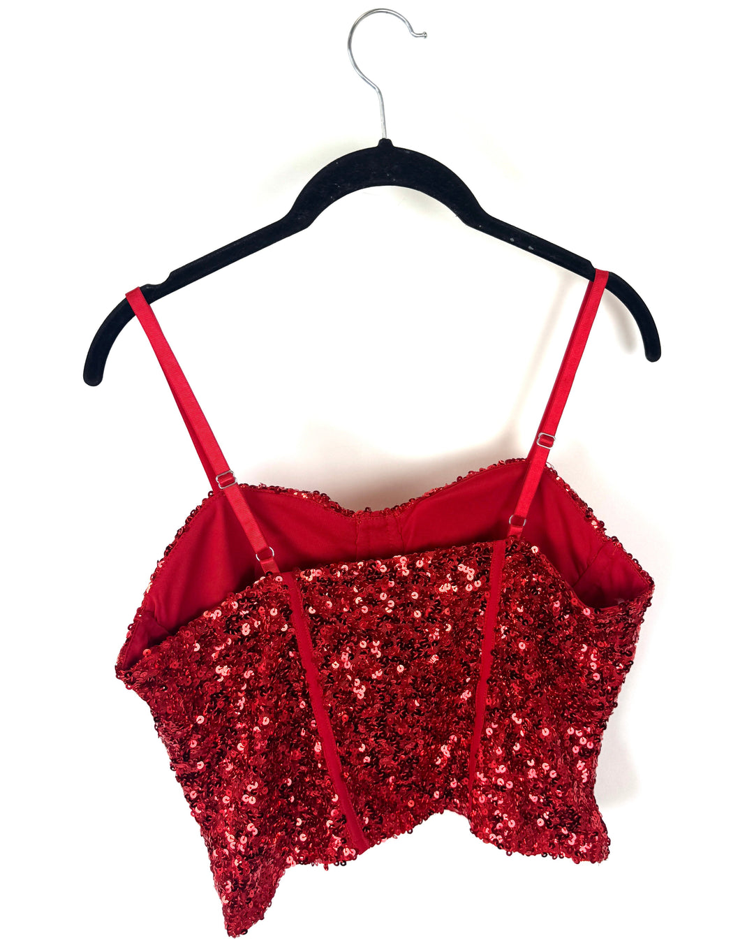 Red Sequin Corset Top - Medium
