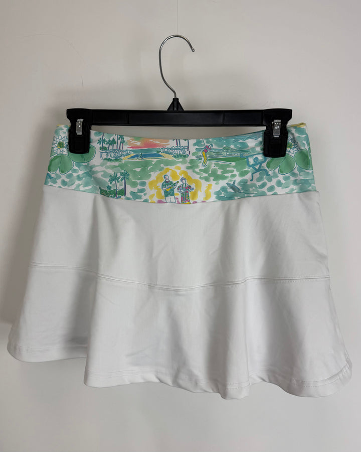 White Hawaiian Print Athletic Skort - Size 0/2