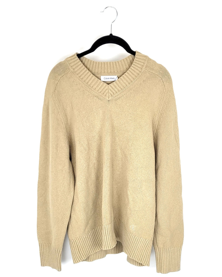 Tan V-Neck Long Sleeve Sweater - Size 4/6