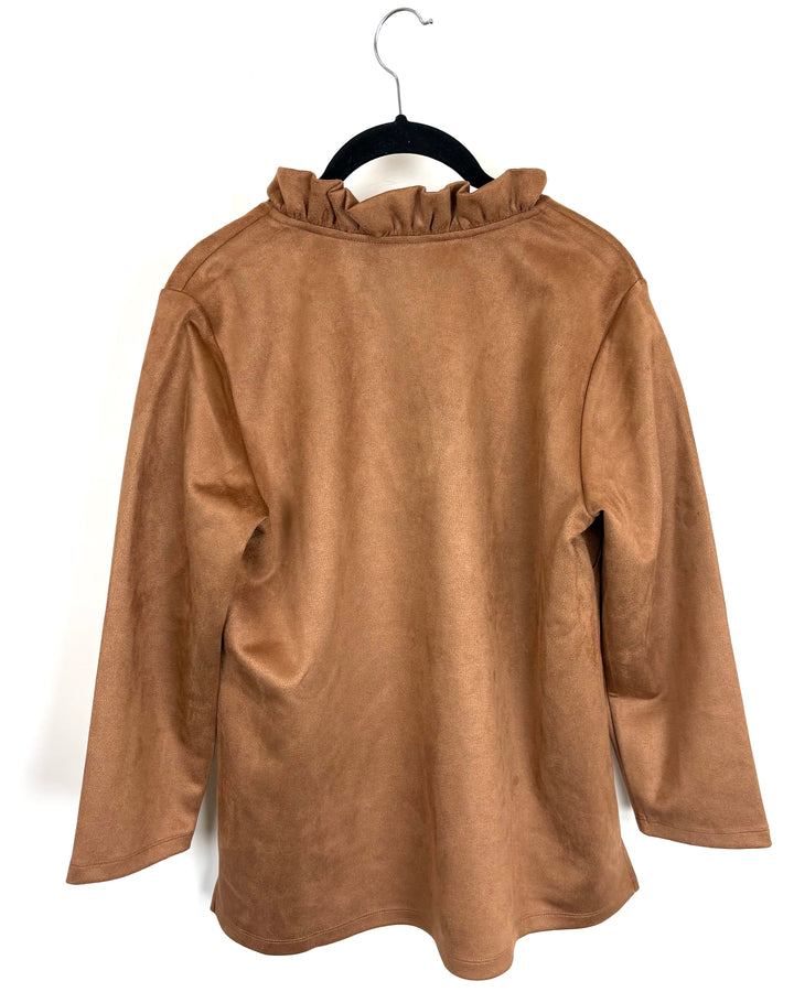 Light Brown Textured Ruffle Top - Size 6/8