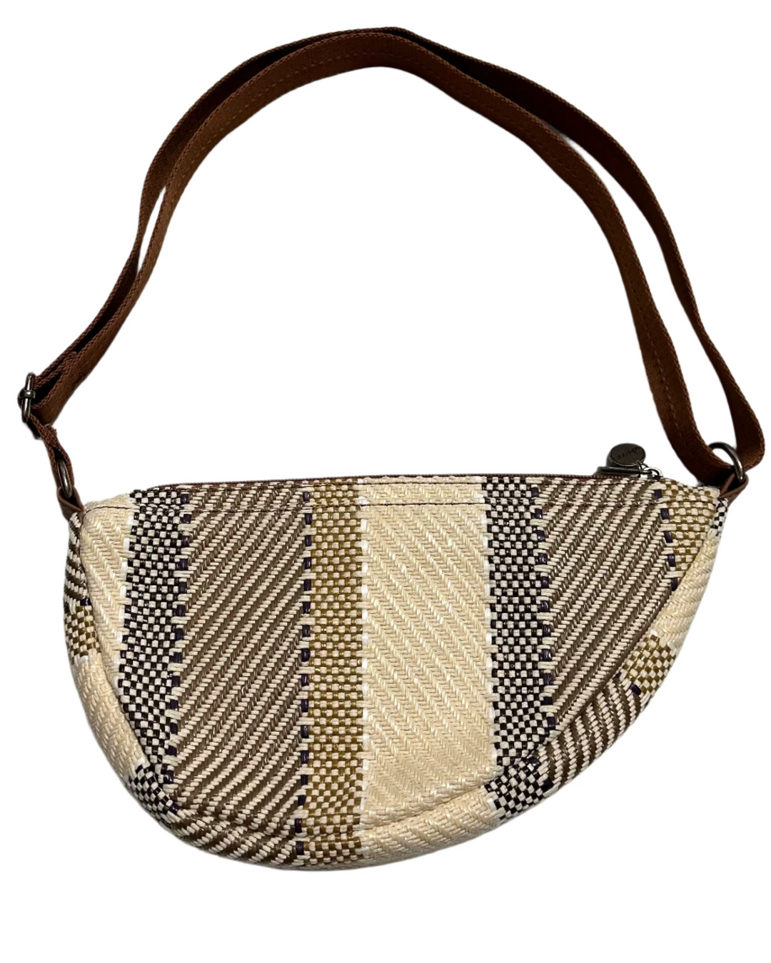 Brown and Cream Chevron Striped Crossbody Sling bag