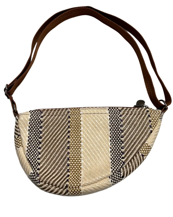 Brown and Cream Chevron Striped Crossbody Sling bag