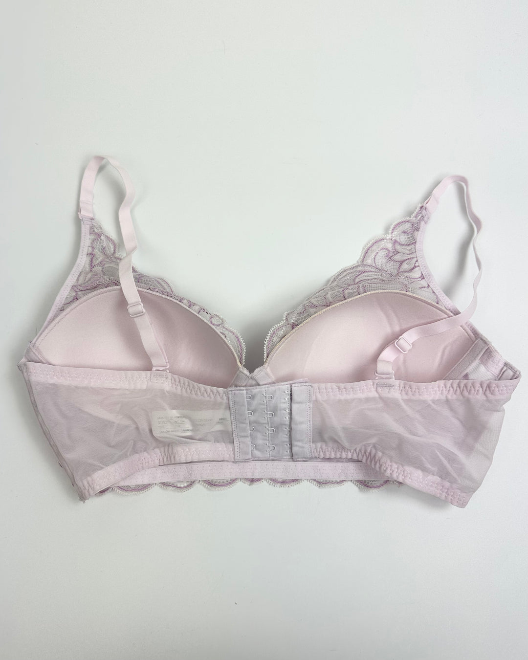 Pink And Purple Floral Lace Overlay Bra - 34B