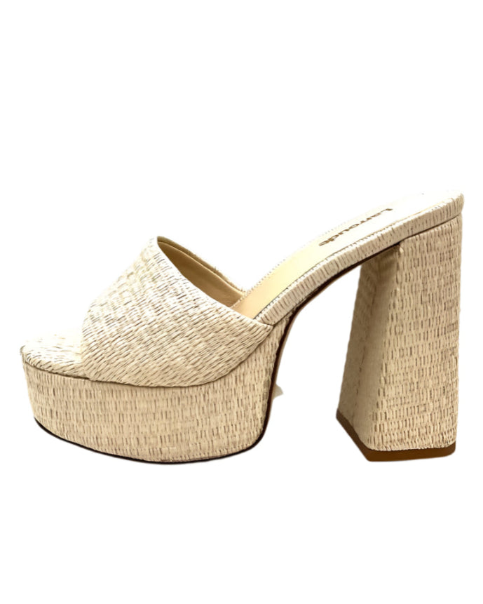 Tan Raffia Platform Mule - Size 6.5