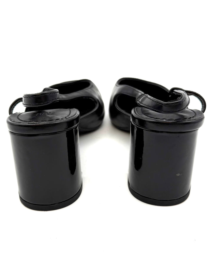 H&M Black Block Heel Shoe - Size 8