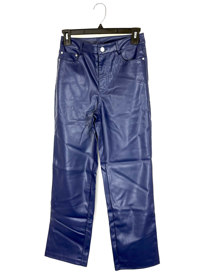 Blue Faux Leather Pant - Size 0