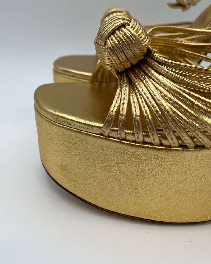 Gold Metallic Platform Heels - Size 7.5