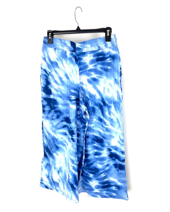 Blue Tie Dye Lounge Capri Pants - Size 6-8