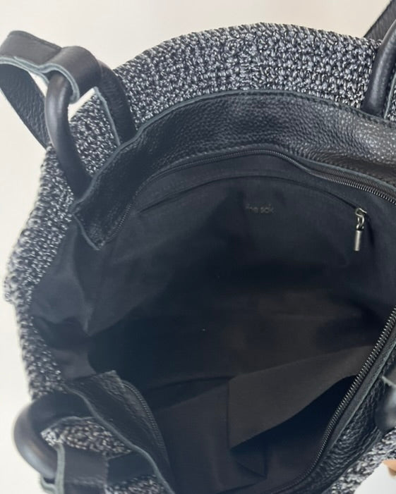 Dark Grey Crochet Shopper Shoulder Bag