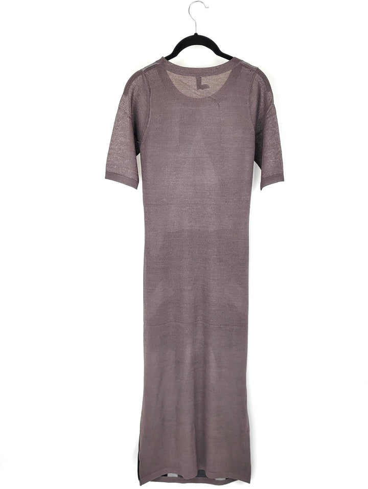 Brown and Gray Long Knit Dress - Extra Small - Large