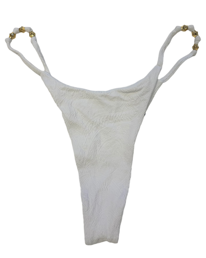 White Embossed Thong Bikini Bottom - S, M, L, XL, XXL
