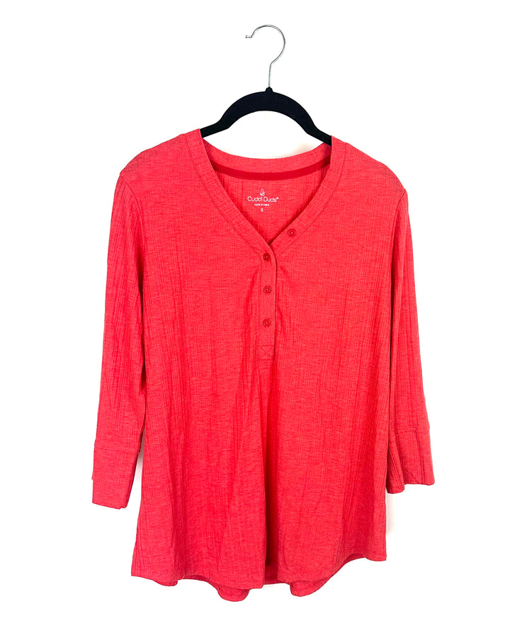 Dark Coral V-Neck Top - Size 4/6