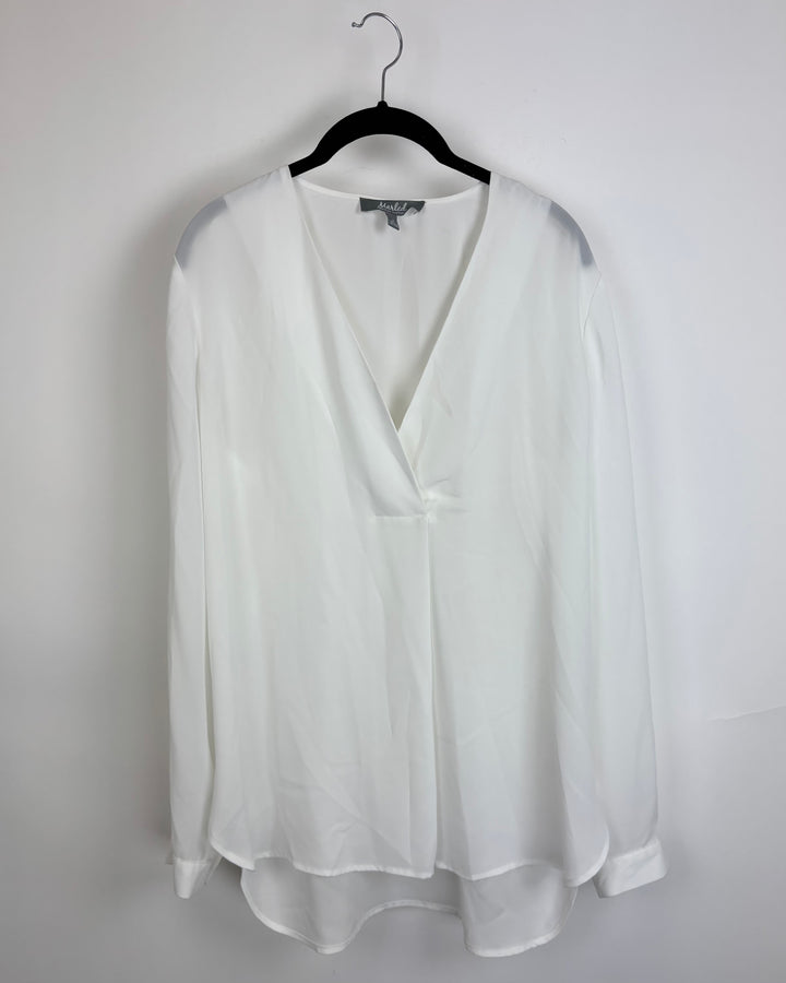 White V-Neck Blouse - Size 6/8