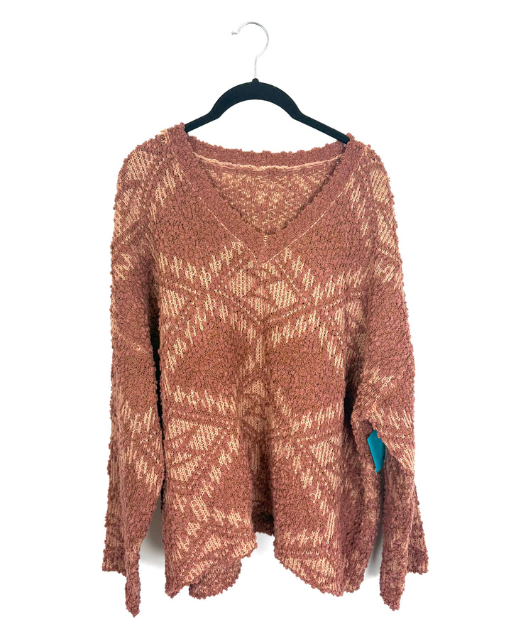 Brown Patterned Sweater - Size 14/16