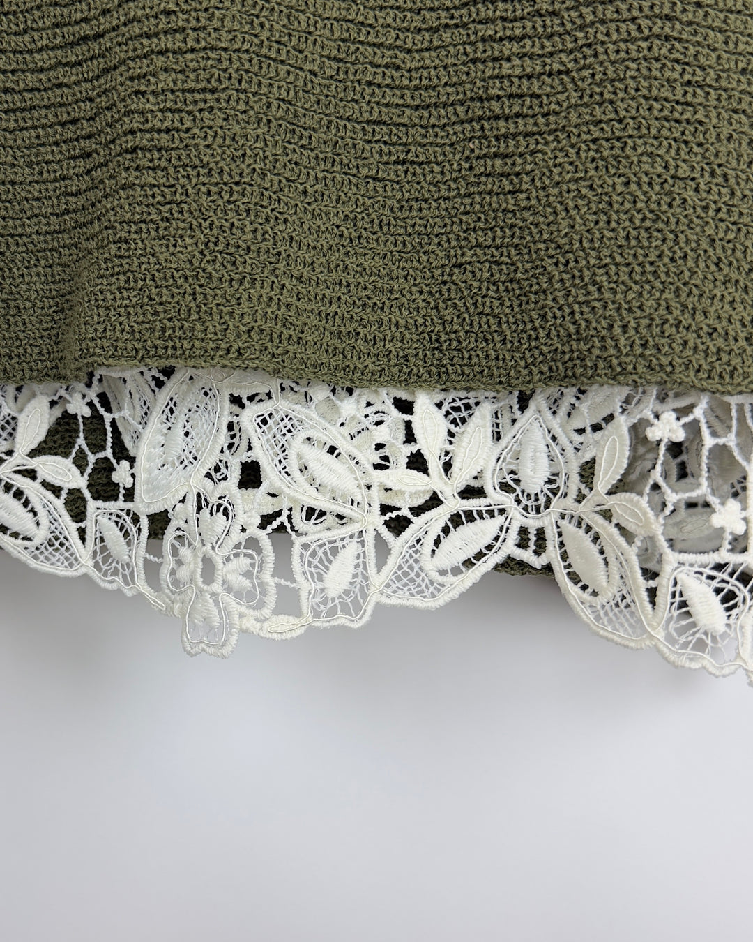 Olive Layered Lace Knit Top - Size 4/6