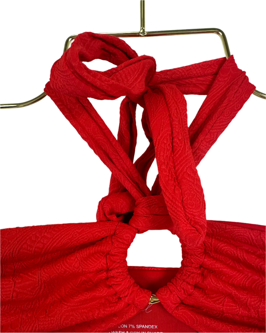 Red Embossed Versatile Bandeau Bikini Top - XS and XXL,