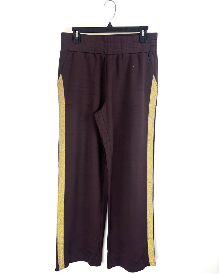 Brown with Gold Side Stripe Pants- Size 6/8