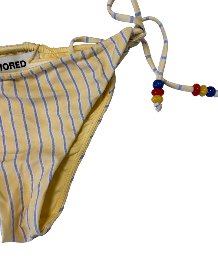 Yellow and blue striped tie bikini bottoms - XS