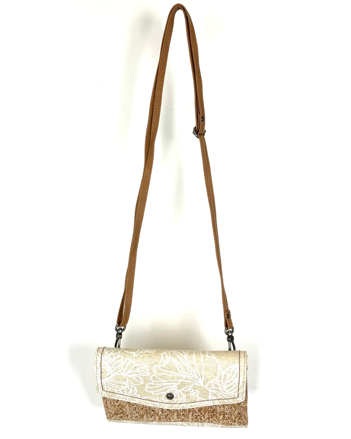 Cream Woven Crossbody Bag/Wristlet