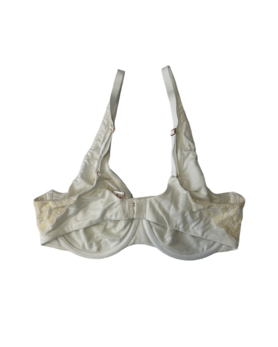 White Lingerie Bralette With Cream Lace Detail - 34C